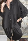 Annie Cushion Cotton Peter Pan Smock Blouse Chocolate